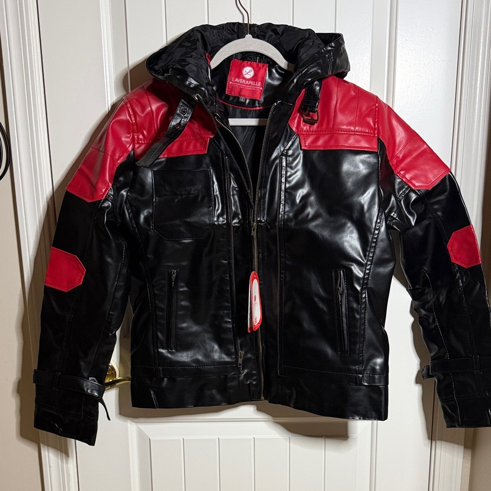 Laverapelle Men's Batman Faux Leather Jacket with Hood and Vest